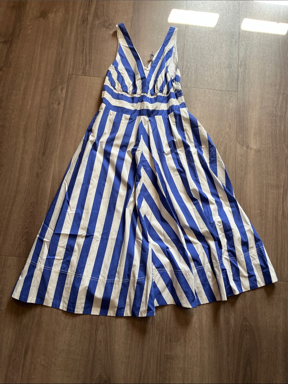 Anthropologie Blue and White Striped Sleeveless Dress